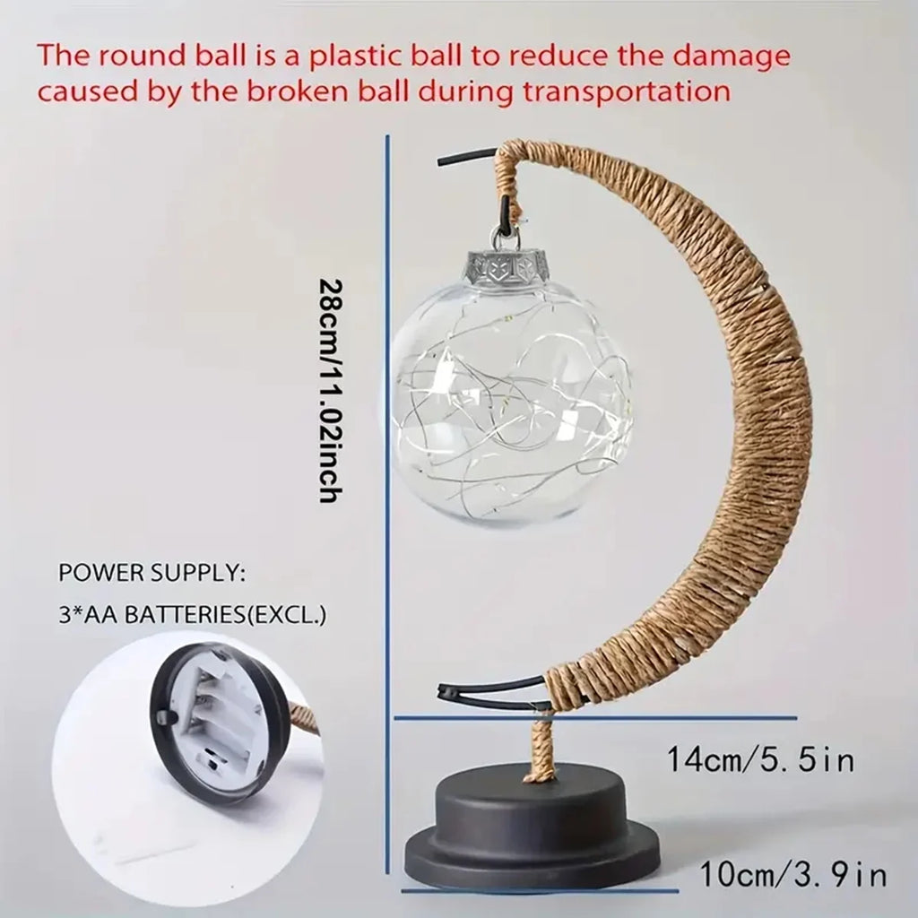 1pc LED Ball Lamp Wrought Iron Moon Lamp Bedroom Table Desk Decorative