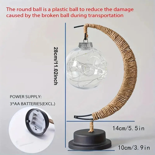 1pc LED Ball Lamp Wrought Iron Moon Lamp Bedroom Table Desk Decorative