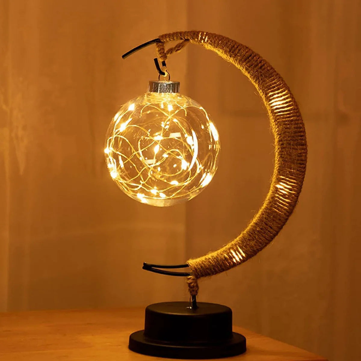 1pc LED Ball Lamp Wrought Iron Moon Lamp Bedroom Table Desk Decorative